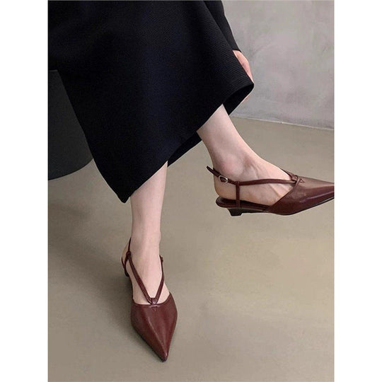 Damen spitze Slingback Pumps aus feinem Leder