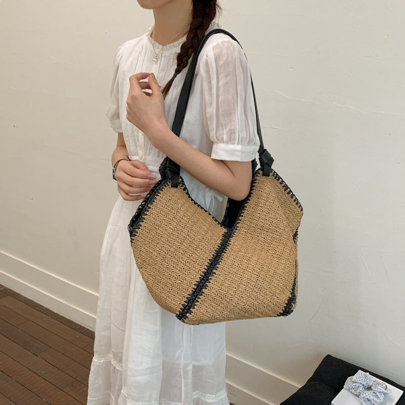 Damen Strickbeuteltasche mit einzigartigem Flechtmuster und elegantem Kordelzug Nord Taschen