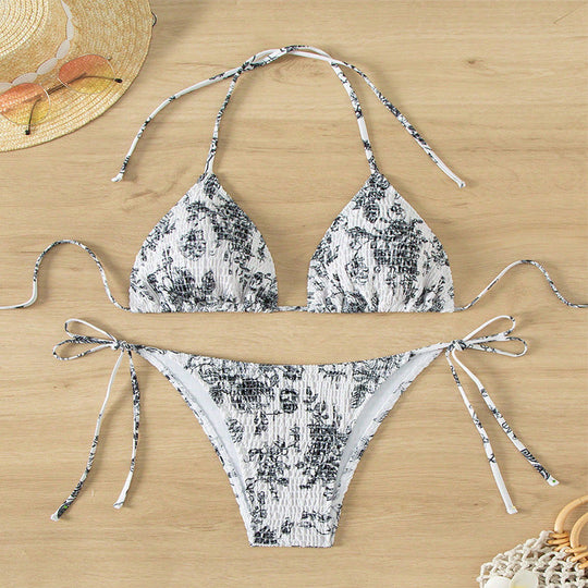 Damen Triangel-Bikini-Set mit floralem Muster und verstellbaren Trägern Nord Taschen