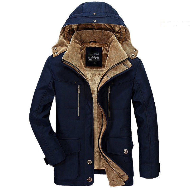 Herren robuster Canvas-Fieldparka mit Cord-Kragen, Zipfront und Multifunktionstaschen Nord Taschen