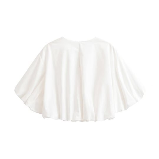 Damen Weites Cape-Top aus fließendem Satin mit Rundhalsausschnitt Nord Taschen