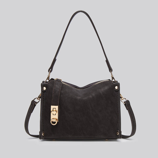 Damen Schultertasche mit strukturiertem Kunstleder und luxuriösem Goldakzent Nord Taschen