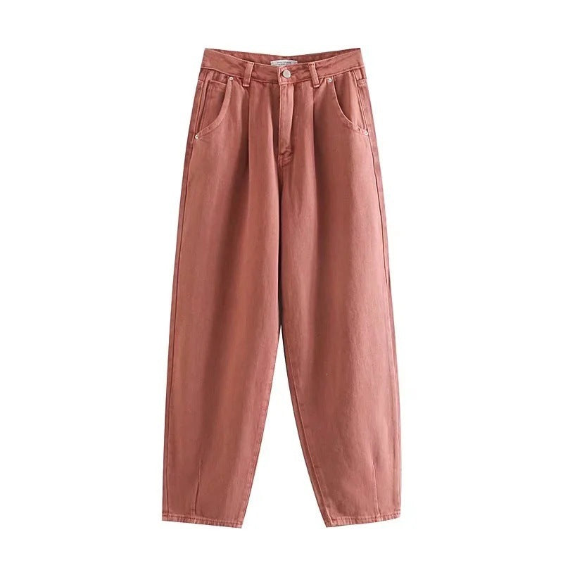 Damen Hochtaillierte Tapered‑Hose mit vorn gelegten Bundfalten und legerer Passform Nord Taschen