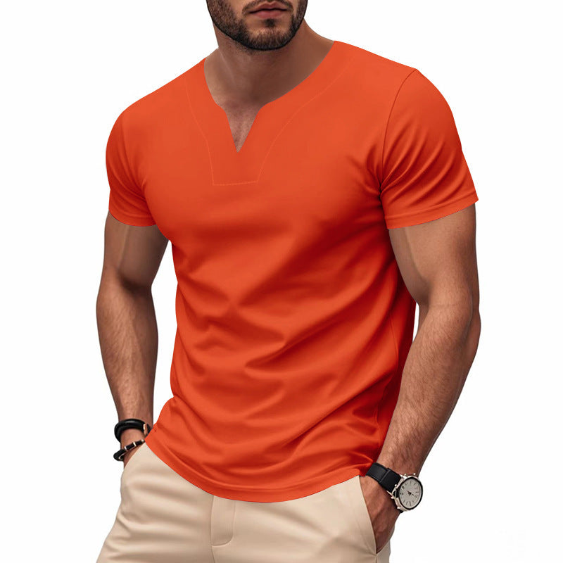 Herren kurzärmliges T-Shirt mit V-Ausschnitt und atmungsaktivem Stoff