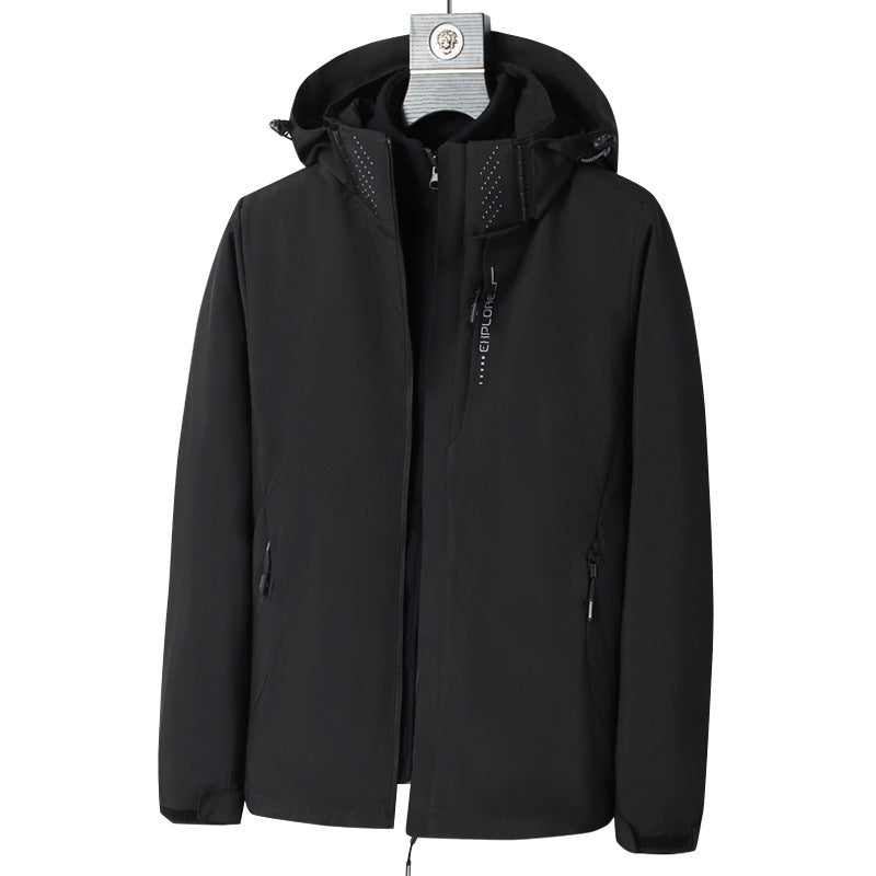 Herren Softshell Outdoorjacke mit wasserdichter Membran, abnehmbarer Kapuze und verdecktem Reißverschluss Nord Taschen