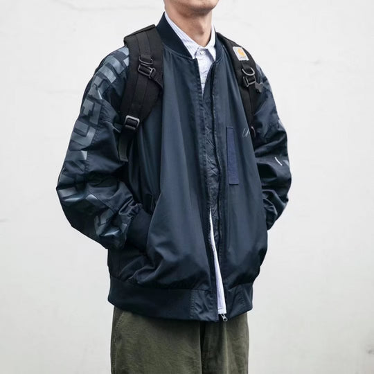 Unisex Leichte Oversize-Bomberjacke aus Nylon mit reflektierenden Ärmeln und Rippbündchen Nord Taschen