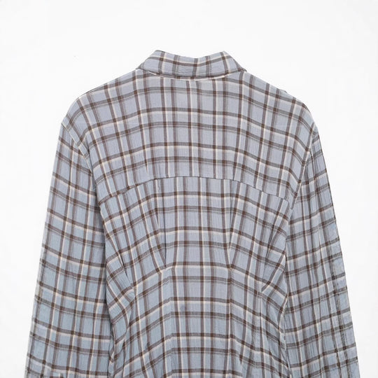 Damen Langes kariertes Hemdkleid mit durchgehender Knopfleiste und A‑Linien‑Silhouette Nord Taschen