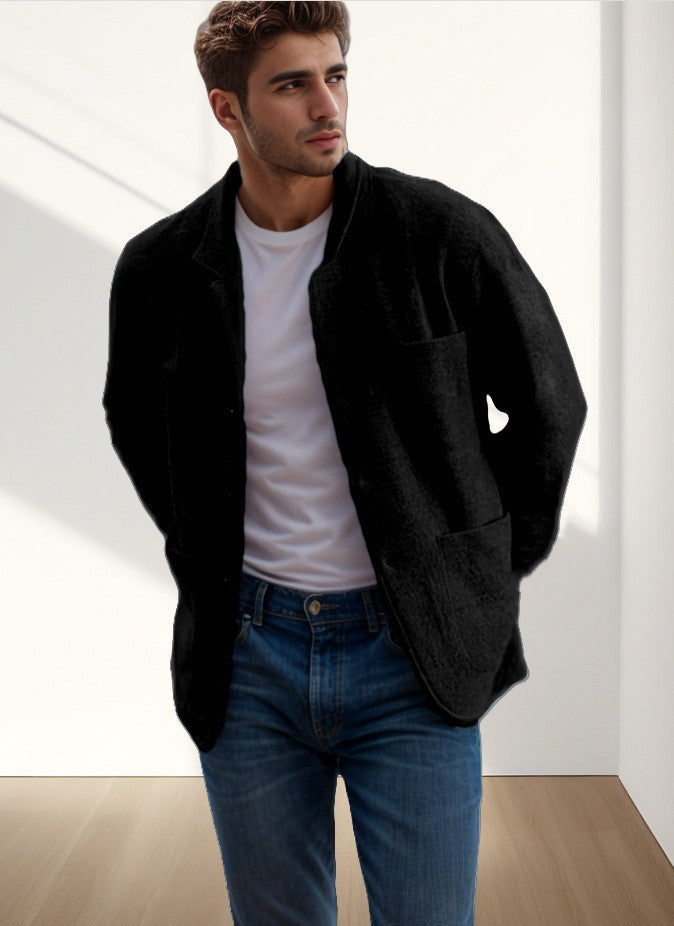 Herren Sakkoartige Strickjacke mit Hemdkragen und aufgesetzten Taschen Nord Taschen