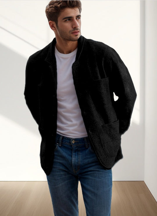 Herren Sakkoartige Strickjacke mit Hemdkragen und aufgesetzten Taschen Nord Taschen