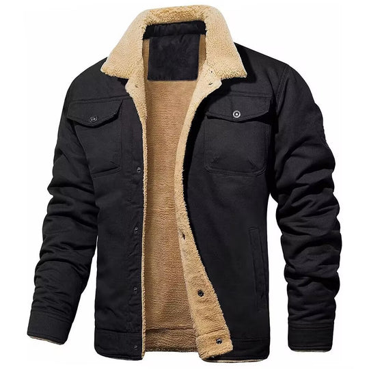 Herren robustes Canvas-Blouson mit durchgehendem Sherpa-Innenfutter und Hemdkragen Nord Taschen
