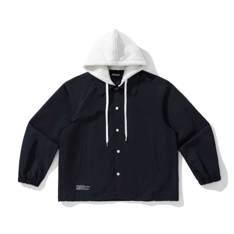 Unisex Zweilagige Overshirt Jacke mit angenähter Fleecekapuze und Druckknopfleiste Nord Taschen