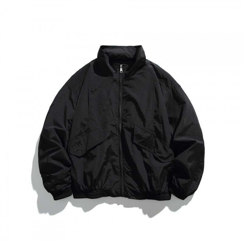 Unisex Leichte Nylon‑Bomberjacke mit Stehkragen, durchgehendem Reißverschluss und elastischem Saum Nord Taschen