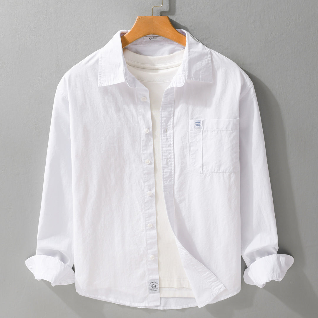 Herren Baumwoll-Overshirt im Layering‑Look mit Kentkragen und aufgesetzter Brusttasche Nord Taschen