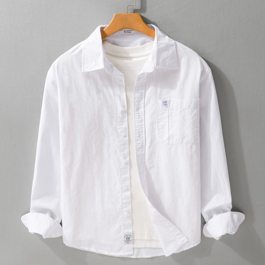 Herren Baumwoll-Overshirt im Layering‑Look mit Kentkragen und aufgesetzter Brusttasche Nord Taschen