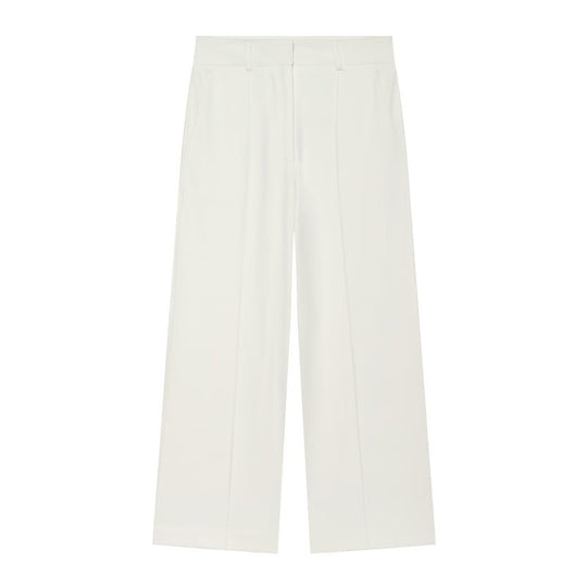 Damen Hochtaillierte weite Culotte-Hose mit Bügelfalte und Bundfalten Nord Taschen