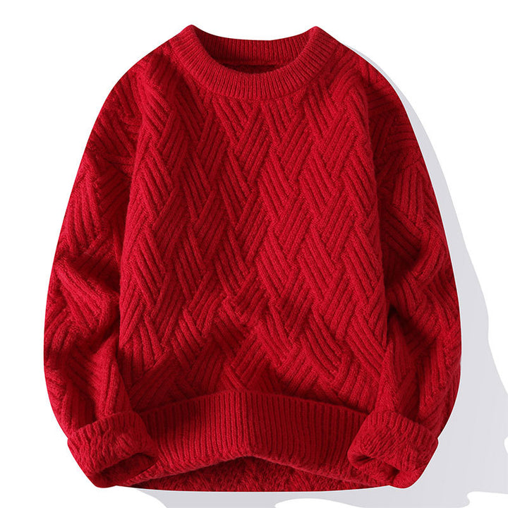 Damen grobgestrickter Oversize-Pullover mit Zopfmuster und elastischem Rippbund Nord Taschen