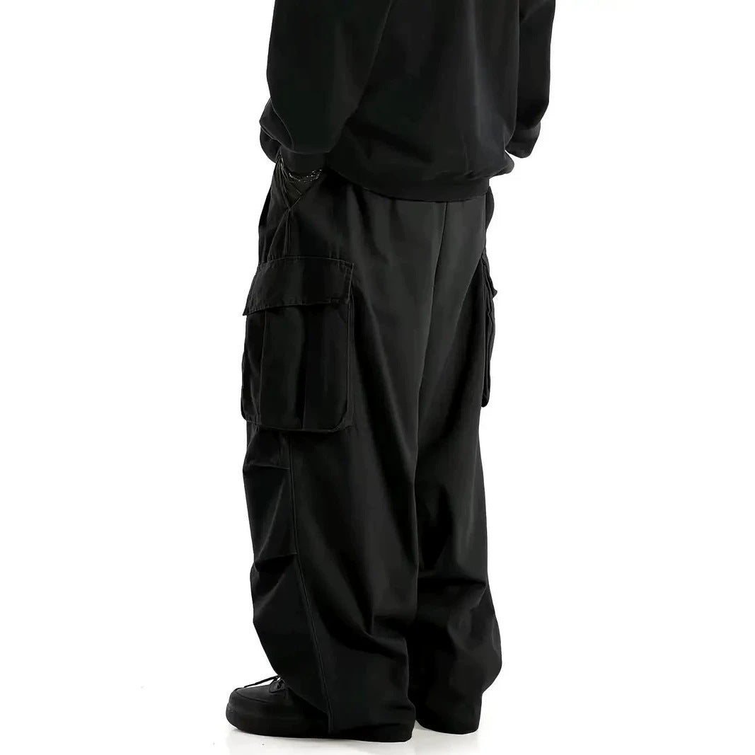 Herren Weite Baggy-Utility-Cargohose mit Multifachtaschen und tiefem Schritt Nord Taschen