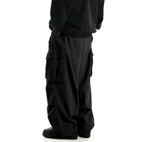 Herren Weite Baggy-Utility-Cargohose mit Multifachtaschen und tiefem Schritt Nord Taschen