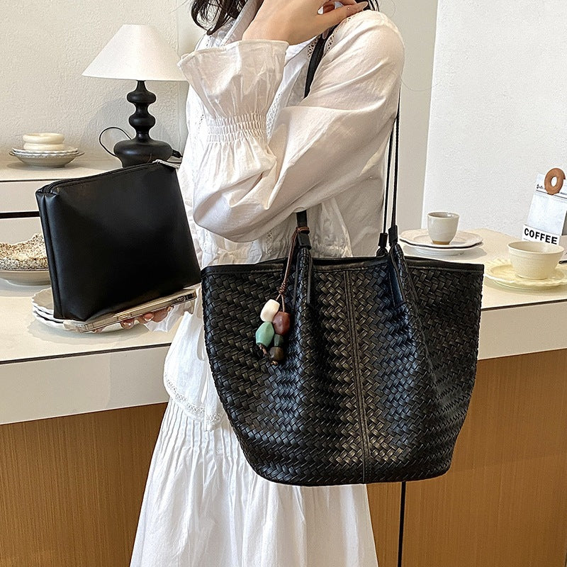 Damen hochwertige Geflecht Shopper-Tasche Nord Taschen