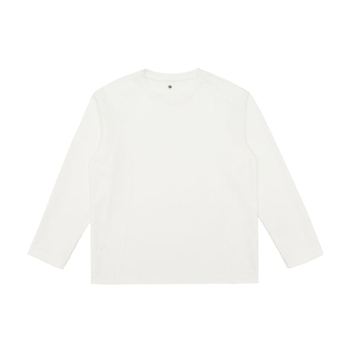 Damen Feines Baumwoll-Langarmshirt mit geradem Saum und Ziernaht-Detail Nord Taschen
