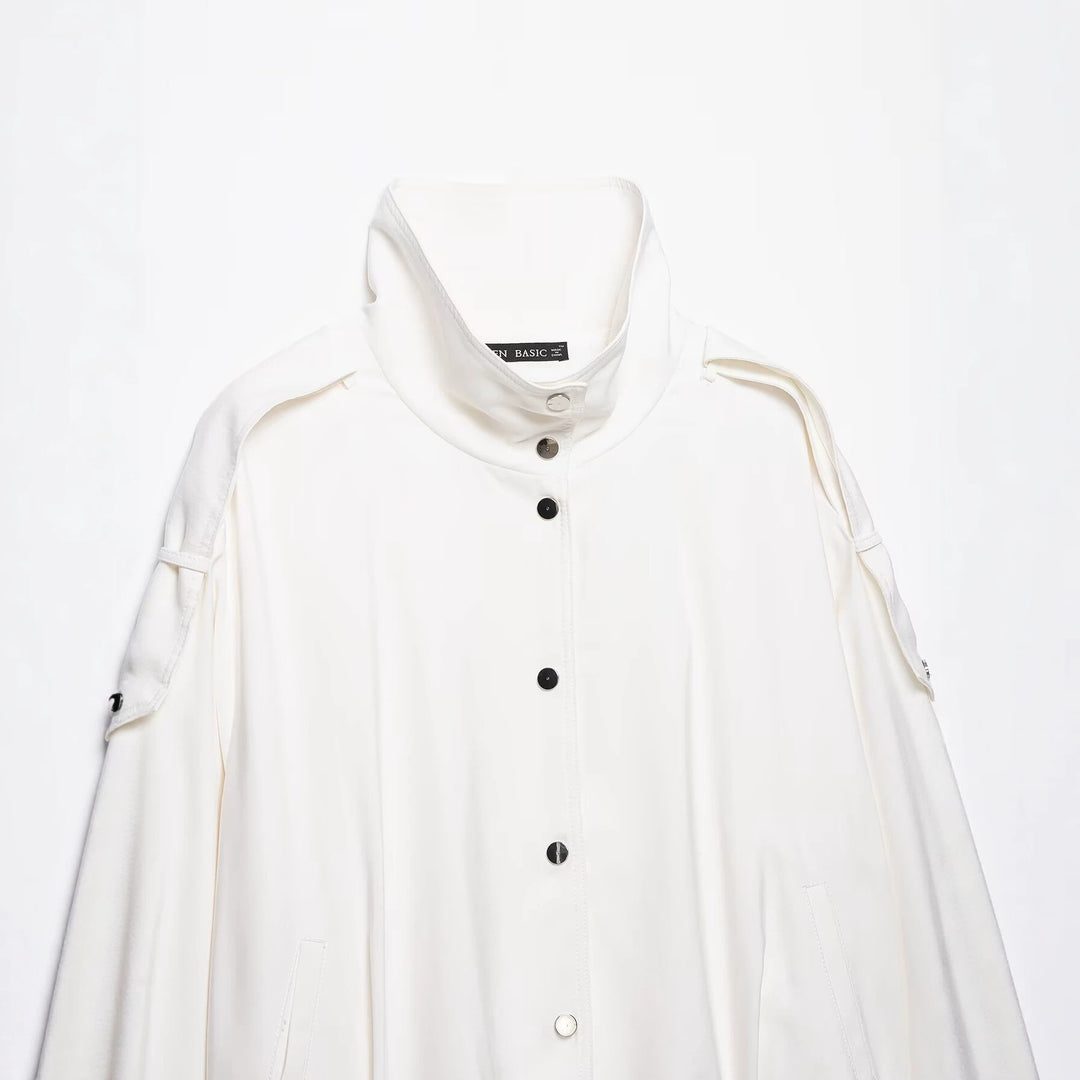 Damen Oversize-Blousonjacke mit Stehkragen und Druckknopffront Nord Taschen