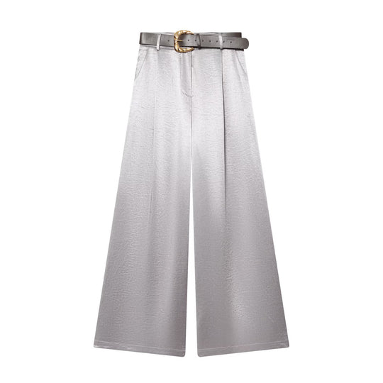 Damen High‑Waist Palazzo‑Hose mit Leoparden‑Print, weitem Bein und Ziergürtel Nord Taschen