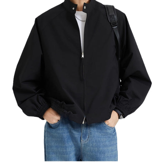 Herren leichte oversized Bomberjacke mit Stehkragen und elastischen Bündchen Nord Taschen