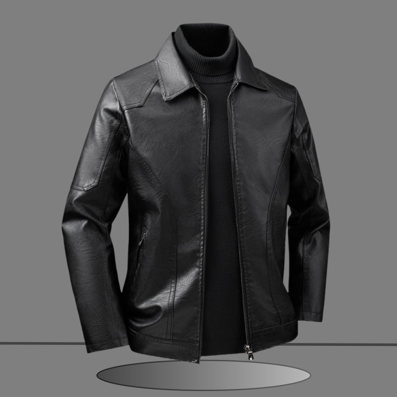 Herren Slim-Fit Kunstlederjacke im minimalistischen Hemdkragen-Design mit verdecktem Zwei-Wege-Reißverschluss Nord Taschen