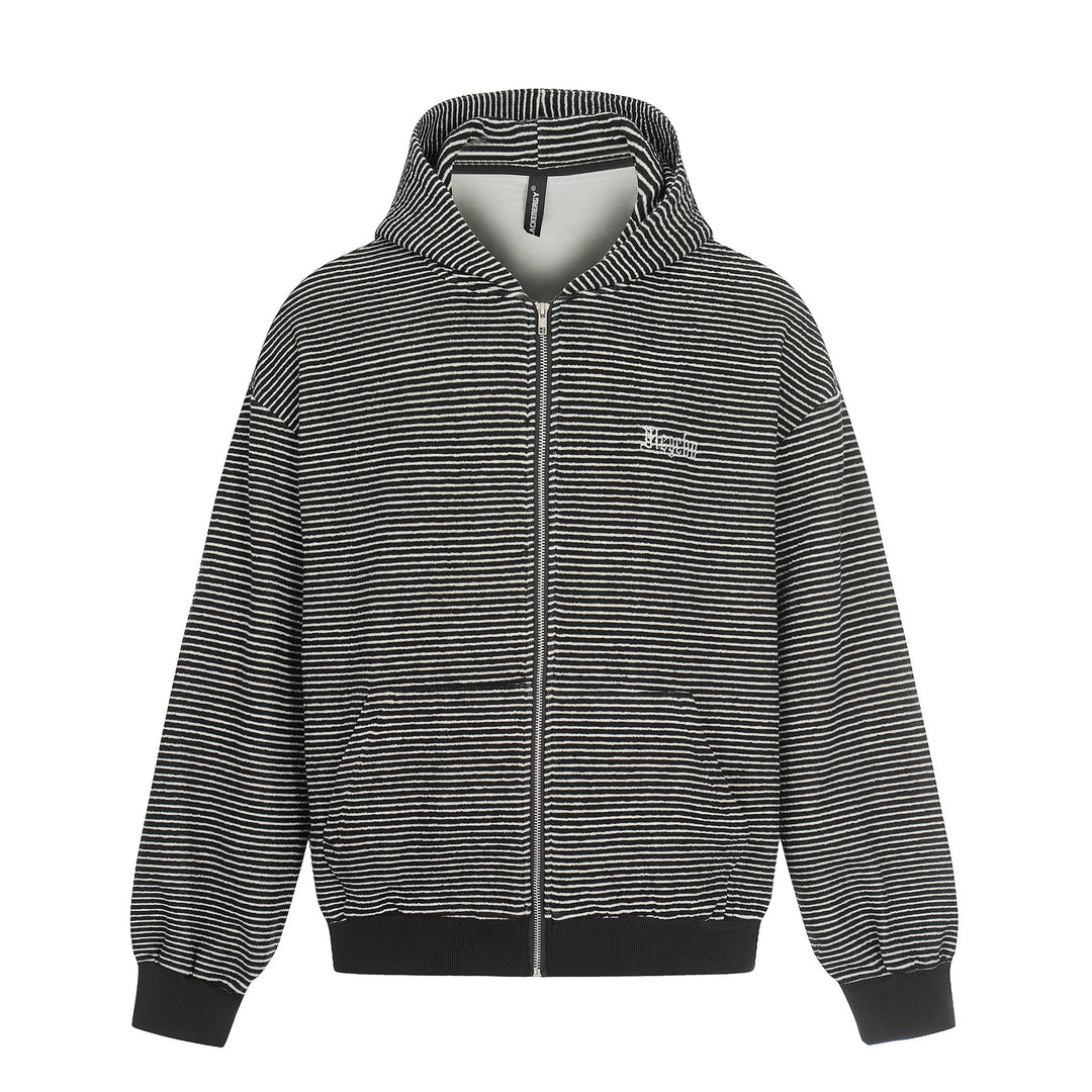 Unisex Gestreifte Kapuzen-Sweatjacke mit Reißverschluss und strukturierter Oberfläche Nord Taschen