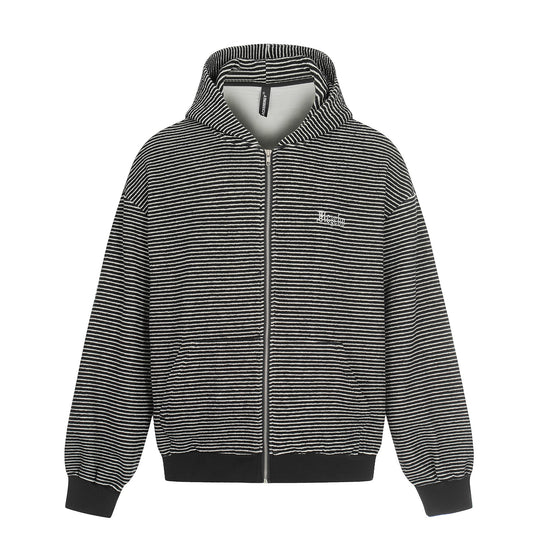 Unisex Gestreifte Kapuzen-Sweatjacke mit Reißverschluss und strukturierter Oberfläche Nord Taschen