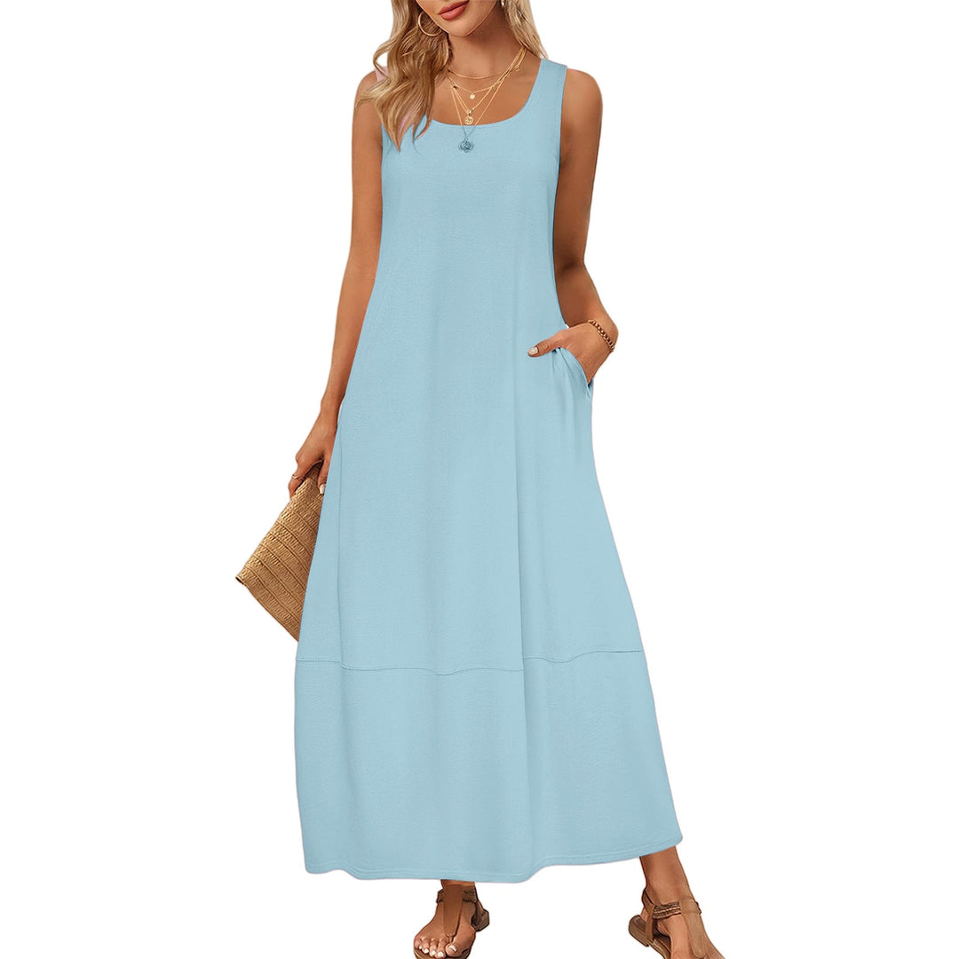 Damen Maxikleid im entspannten Schnitt mit praktischen Taschen