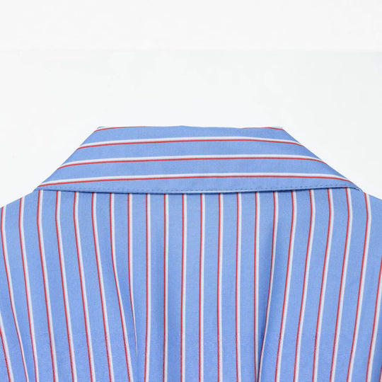 Damen Oversize-Hemd mit Taillen-Zugbund und feinem Streifenmuster Nord Taschen