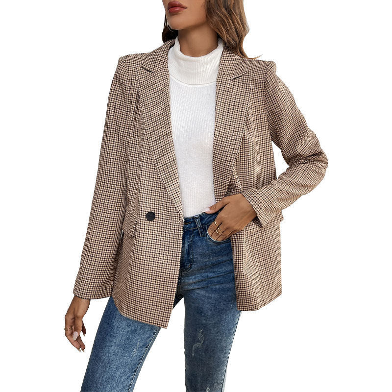 Damen Karierter Blazer im eleganten Schnitt Nord Taschen