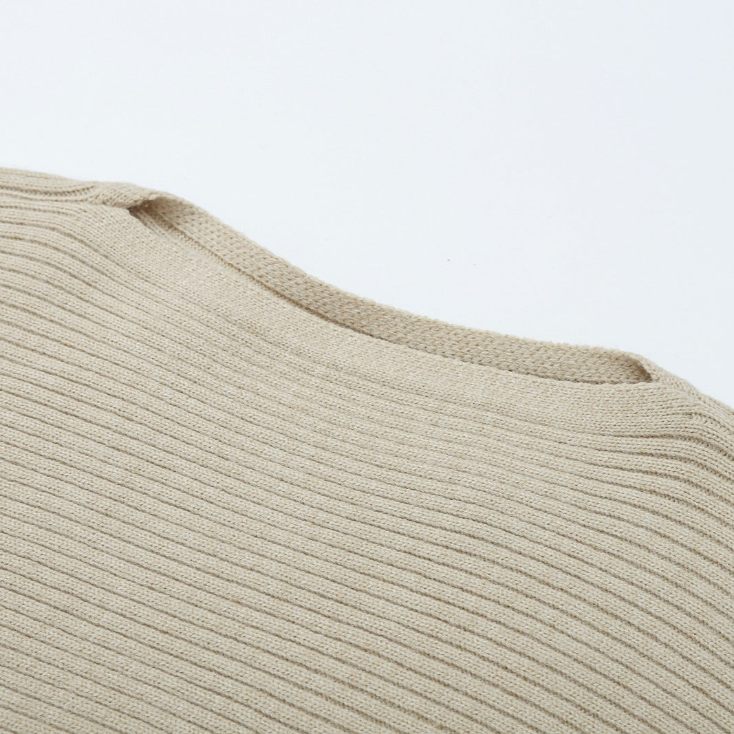 Damen Zweiteiliges Rippstrick-Set mit kurzem Pullover und Midirock Nord Taschen