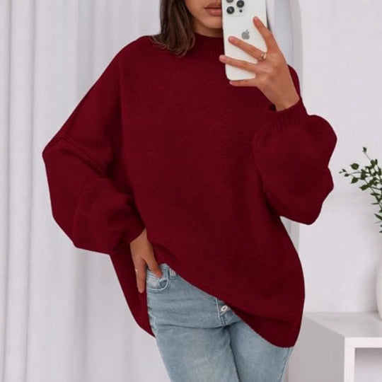 Damen Weicher Oversized Pullover Nord Taschen
