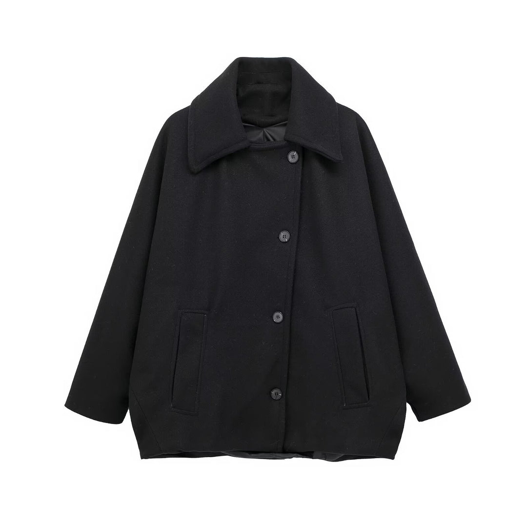 Damen Kurz geschnittener Oversize-Wollmix-Caban mit weitem Revers und kastiger Silhouette Nord Taschen