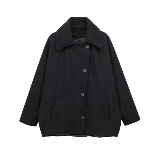 Damen Kurz geschnittener Oversize-Wollmix-Caban mit weitem Revers und kastiger Silhouette Nord Taschen
