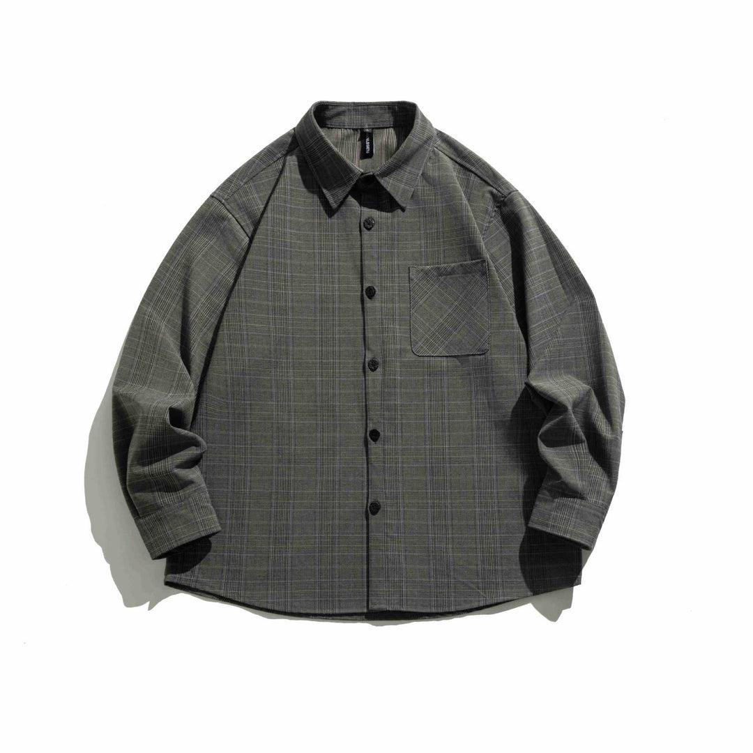 Herren Boxy Glencheck-Hemdjacke mit verlängertem Saum und aufgesetzter Brusttasche Nord Taschen