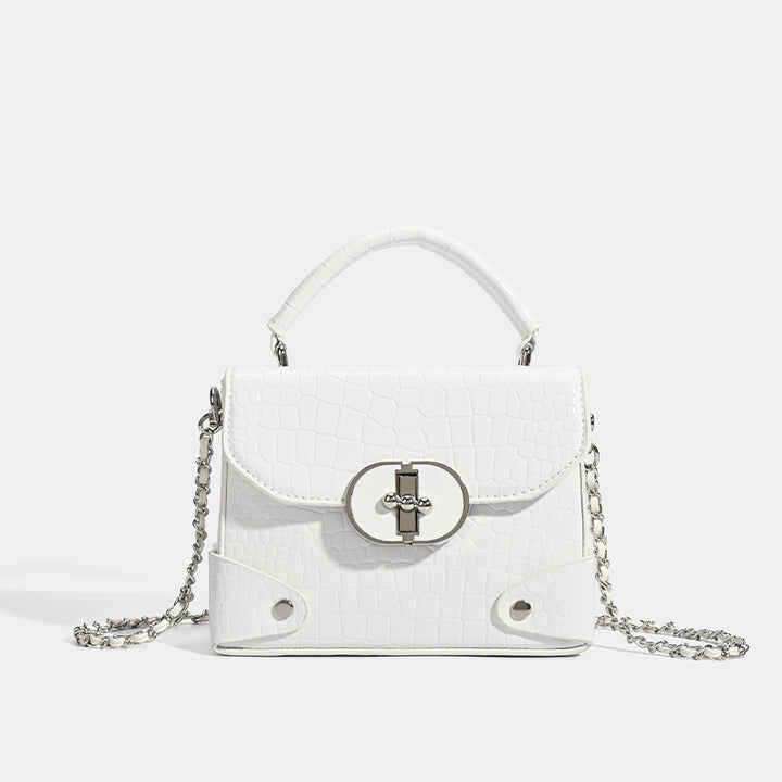 Damen Umhängetasche mit edlem Kroko-Look und luxuriösem Kettenverschluss Nord Taschen