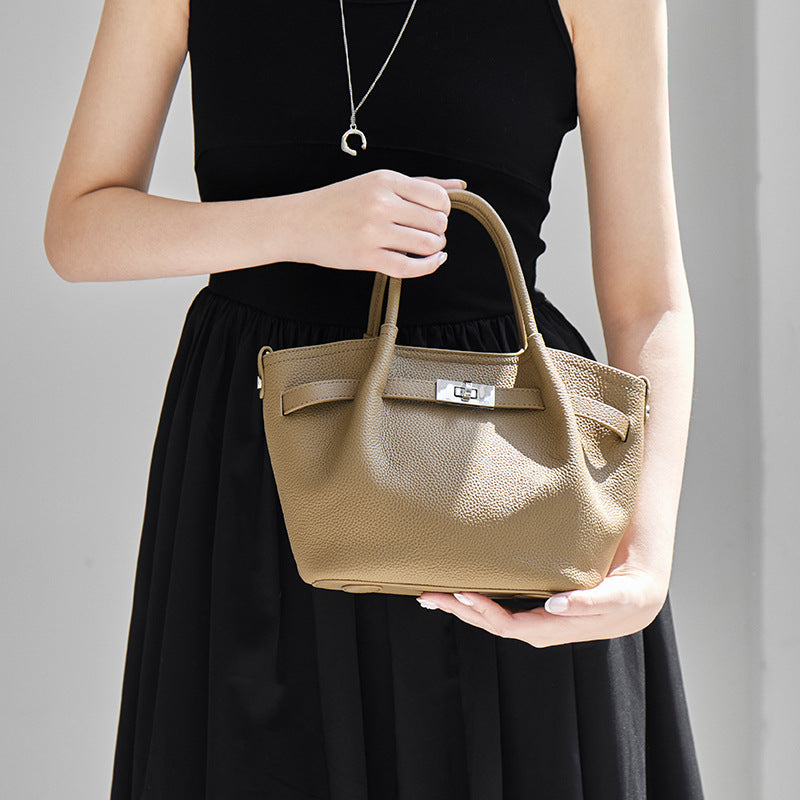 Damen elegante Tragetasche mit strukturiertem Leder und praktischem Verschluss Nord Taschen