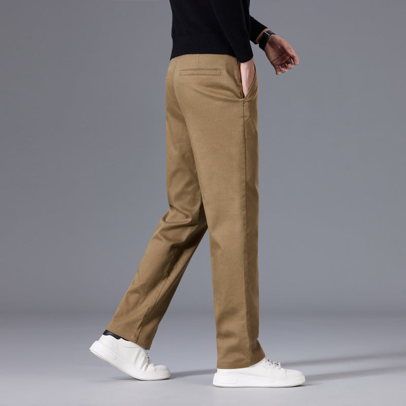 Herren Gerade geschnittene Chinohose mit elastischem Bund und Bügelfalte Nord Taschen