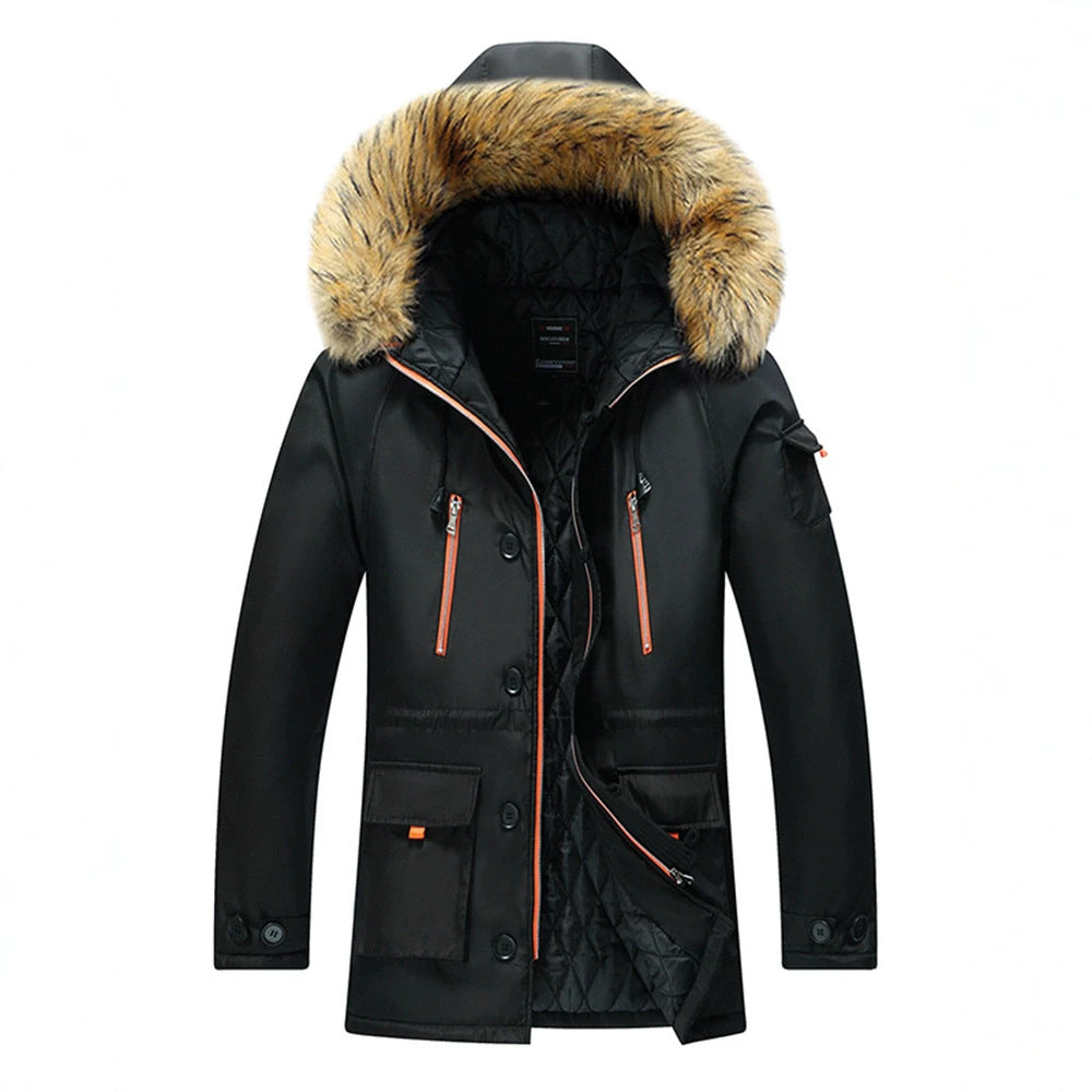 Herren Urbaner Winterparka im Fieldstil mit abnehmbarem Kunstfellbesatz und multifunktionalen Taschen Nord Taschen