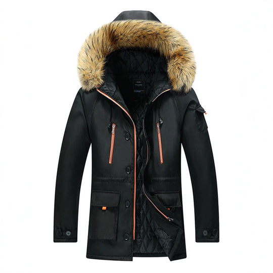 Herren Urbaner Winterparka im Fieldstil mit abnehmbarem Kunstfellbesatz und multifunktionalen Taschen Nord Taschen