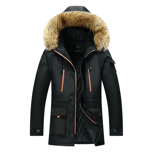 Herren Urbaner Winterparka im Fieldstil mit abnehmbarem Kunstfellbesatz und multifunktionalen Taschen Nord Taschen
