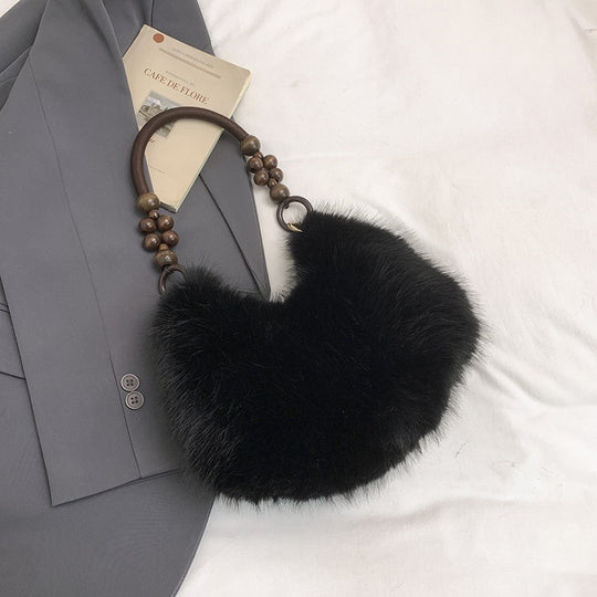 Damen modische Taschenhandtasche mit luxuriösem Pelzbesatz Nord Taschen