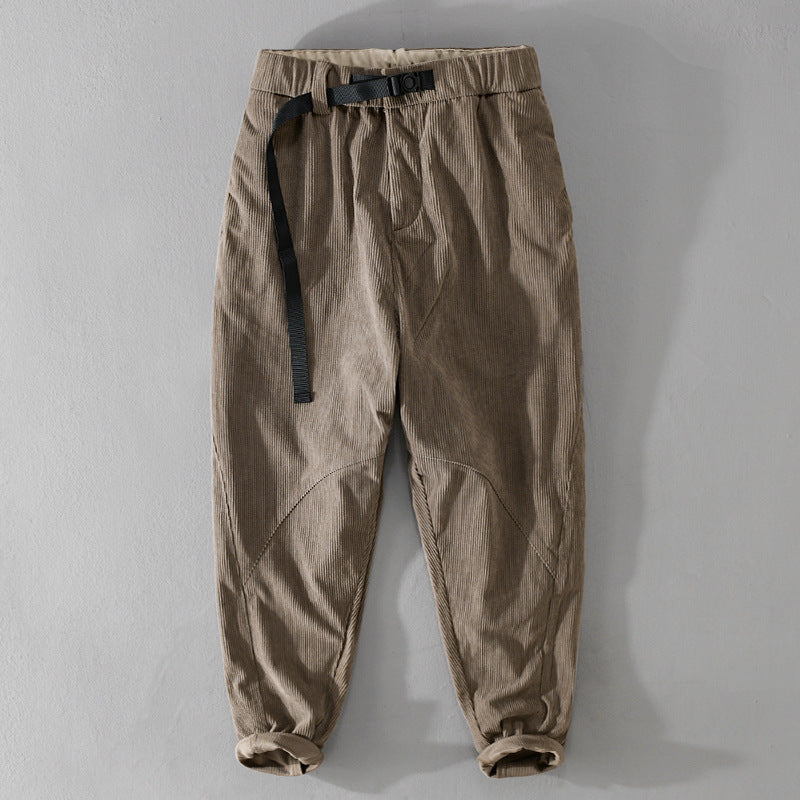 Herren Kord-Chino mit elastischem Bund, Gurtbandschließe und konischem Schnitt Nord Taschen