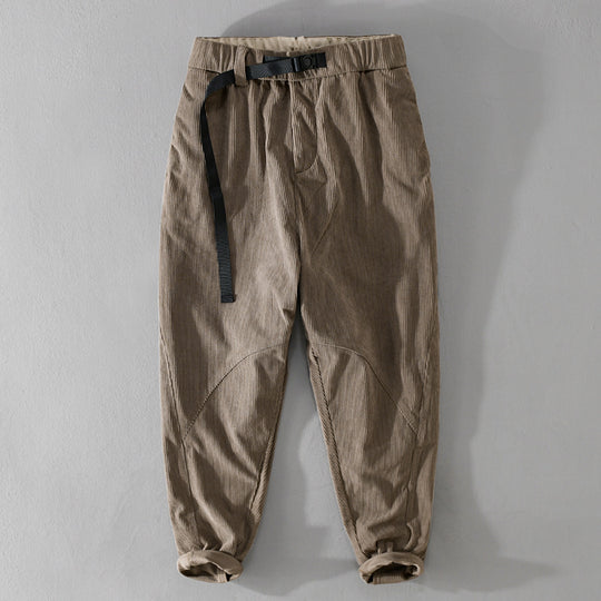 Herren Kord-Chino mit elastischem Bund, Gurtbandschließe und konischem Schnitt Nord Taschen