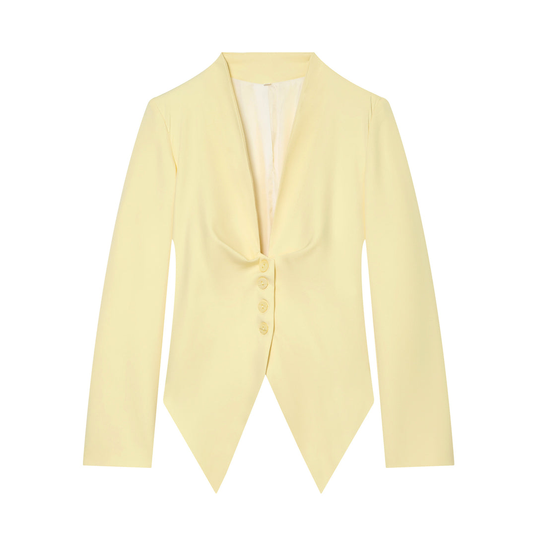 Damen taillierter Blazer mit spitzem Schößchen und tiefem V-Ausschnitt Nord Taschen