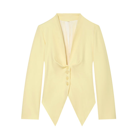 Damen taillierter Blazer mit spitzem Schößchen und tiefem V-Ausschnitt Nord Taschen