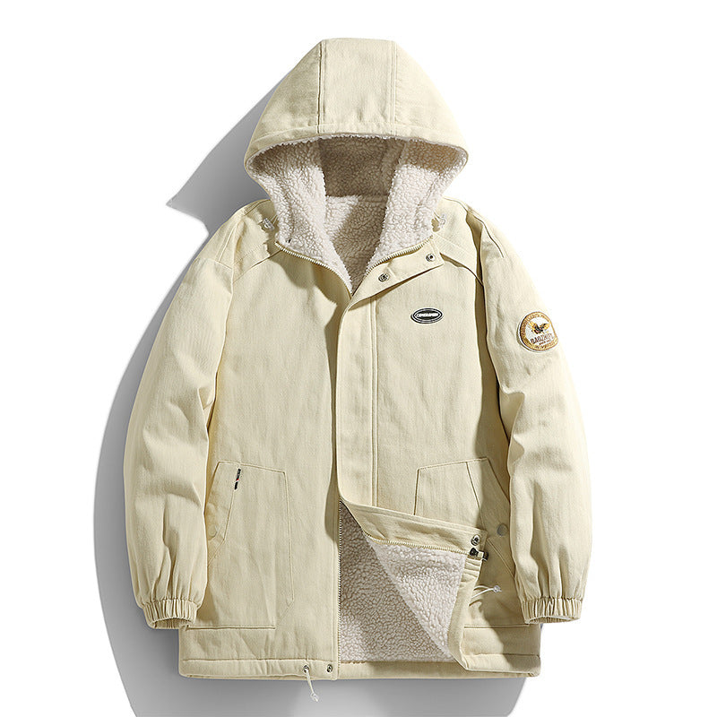 Herren wattierter Canvas‑Parka mit Sherpa‑Fleece‑Futter und Kapuze Nord Taschen